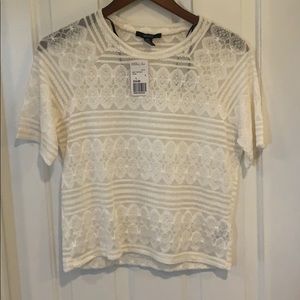 NWT Forever 21 knit cream sheer top